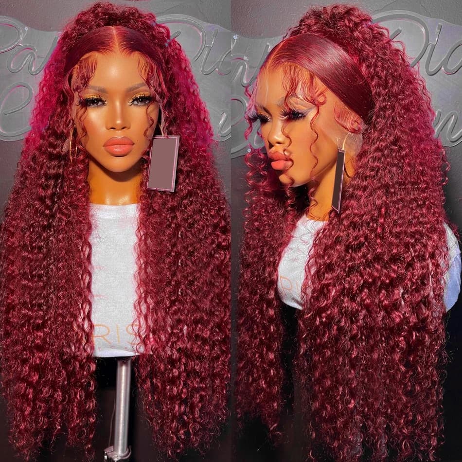 13x4 13x6 Hd Transparent Lace Frontal Wigs Human Hair For Black Women Deep Remy Human Hair 99j Burgundy Lace Wig Pre Plucked