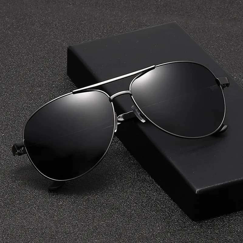 Polarized Sunglasses Men Metal Double Beam Sunglasses