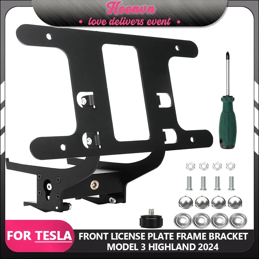 For Tesla Model 3 2024 Highland Front License Plate Bracket Holder Mounting Kit with Anti-Theft Frame Model 3 2024 Accessories