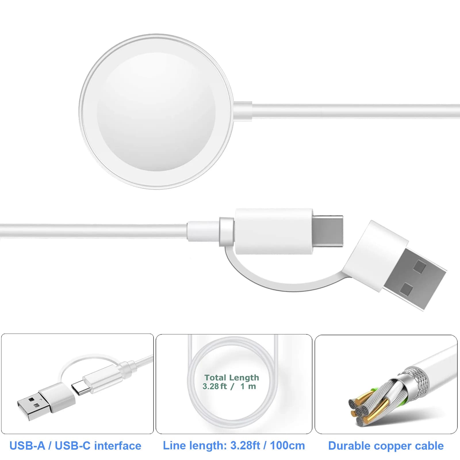 Magnetic Wireless Charger for Apple Watch 10 9 8 7 6 5 4 3 2 SE Portable USB Type C Magnetic Fast Charger for iWatch Ultra