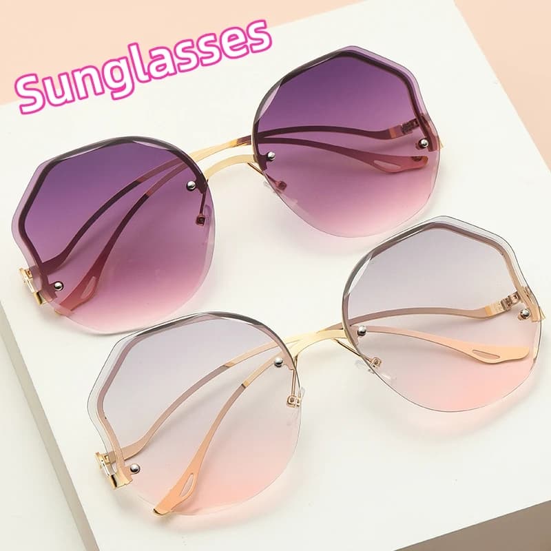 2024 Ocean Lense SunGlasses Borderless Trimmed Fashionable Sunglasses Women UV Protection Irregular Round Oversized Sunglasses