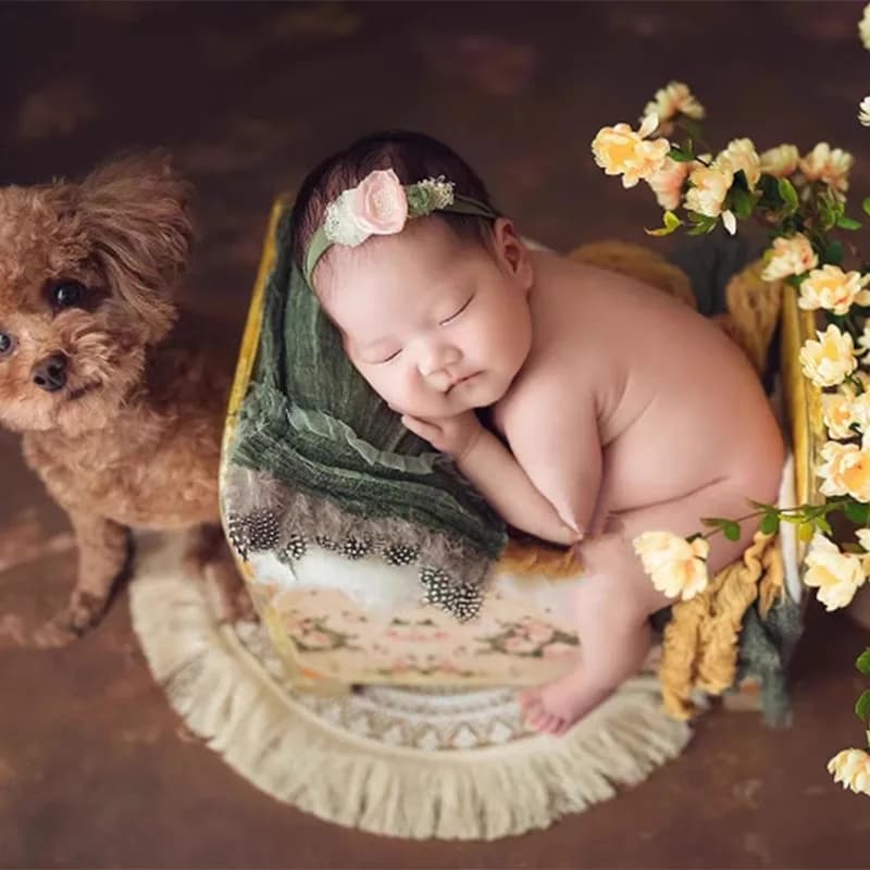 Newborn photography props Bohemia hemp tassel round cushion blanket small carpet studio props background