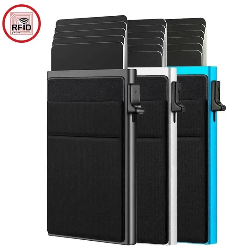 Anti Rfid Blocking Protected Magic ID Bank Credit Card Holder Men Thin Slim Minimalist Smart Magic Wallets Metal Cardholer Case