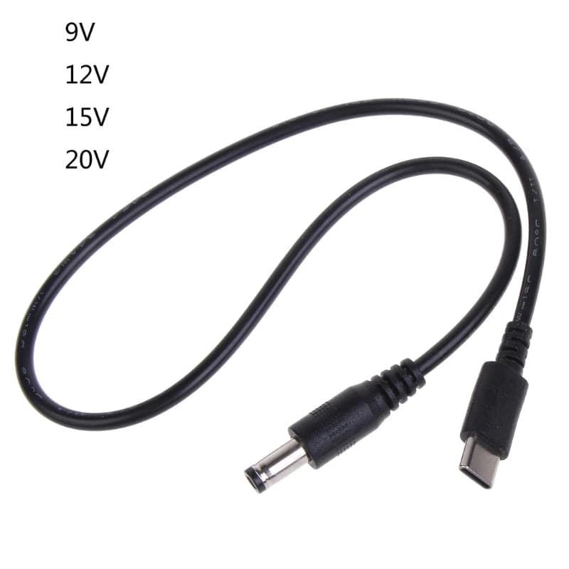 9V 12V 15V 20V USB Type-C to 5.5x2.1mm PD Power Supply Cable for Router Laptop LED Light Accessories Max 3A 120W 0.4M/0.98Meter