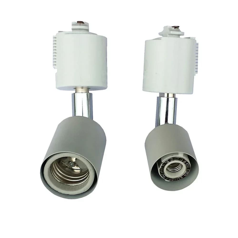2PCS E26 E27 LED Track Light Socket Universal 360 Rotation Spotlight Head Base 2 Wire Guide Rail to Medium Screw LED Lamp Holder