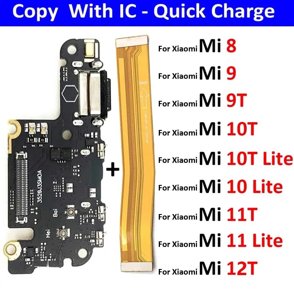 For Xiaomi Mi 8 9 Se 9T 10 10T Mi10T Mi11T 11 11T 12T Pro Lite USB Charging Board Connector Plug Port Dock Mainboard Flex Cable