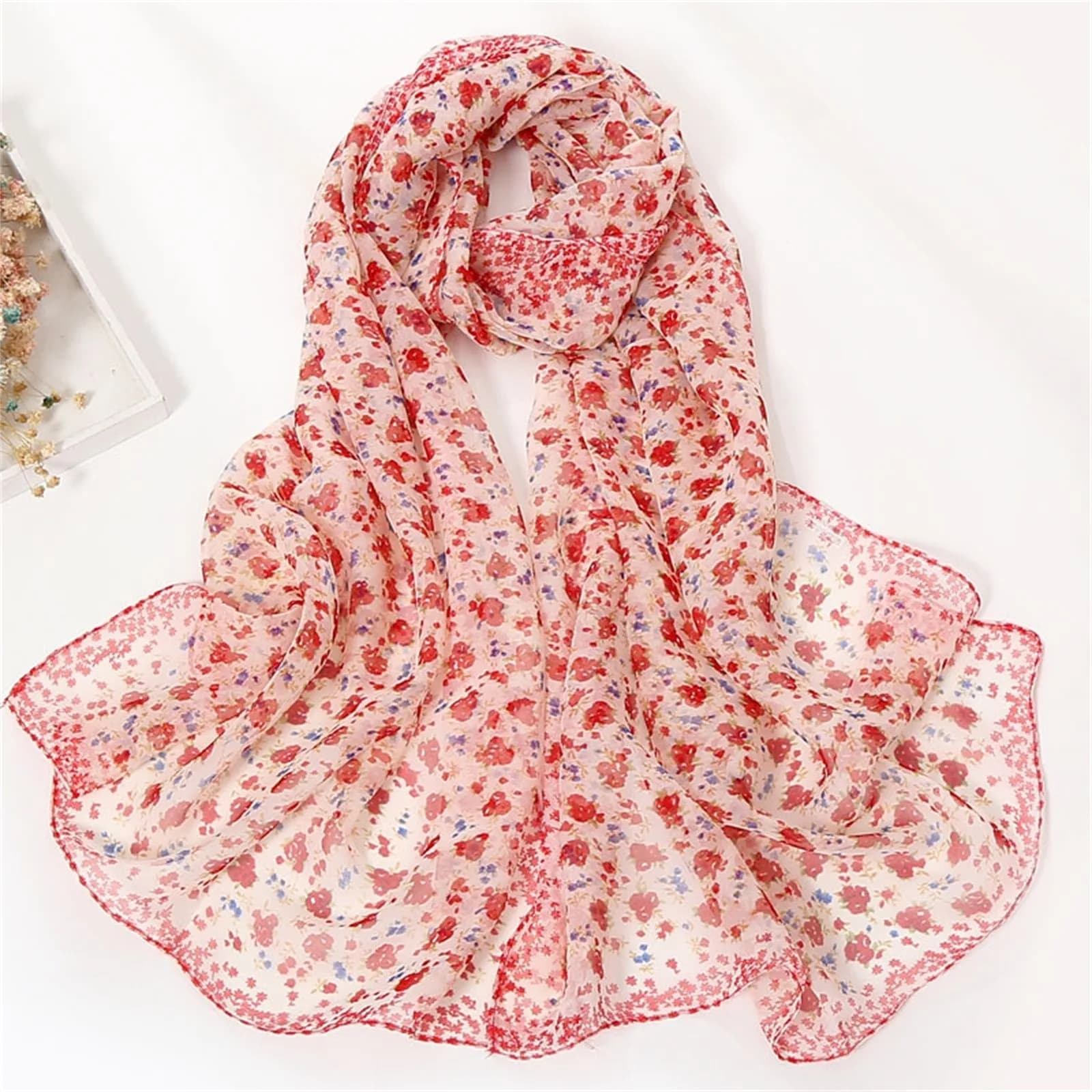Floral Pattern Scarf Shawl Fashion Scarves Sunscreen Shawls Silk Scarfs For Women Lightweight Print And Wraps For Spring Autumn