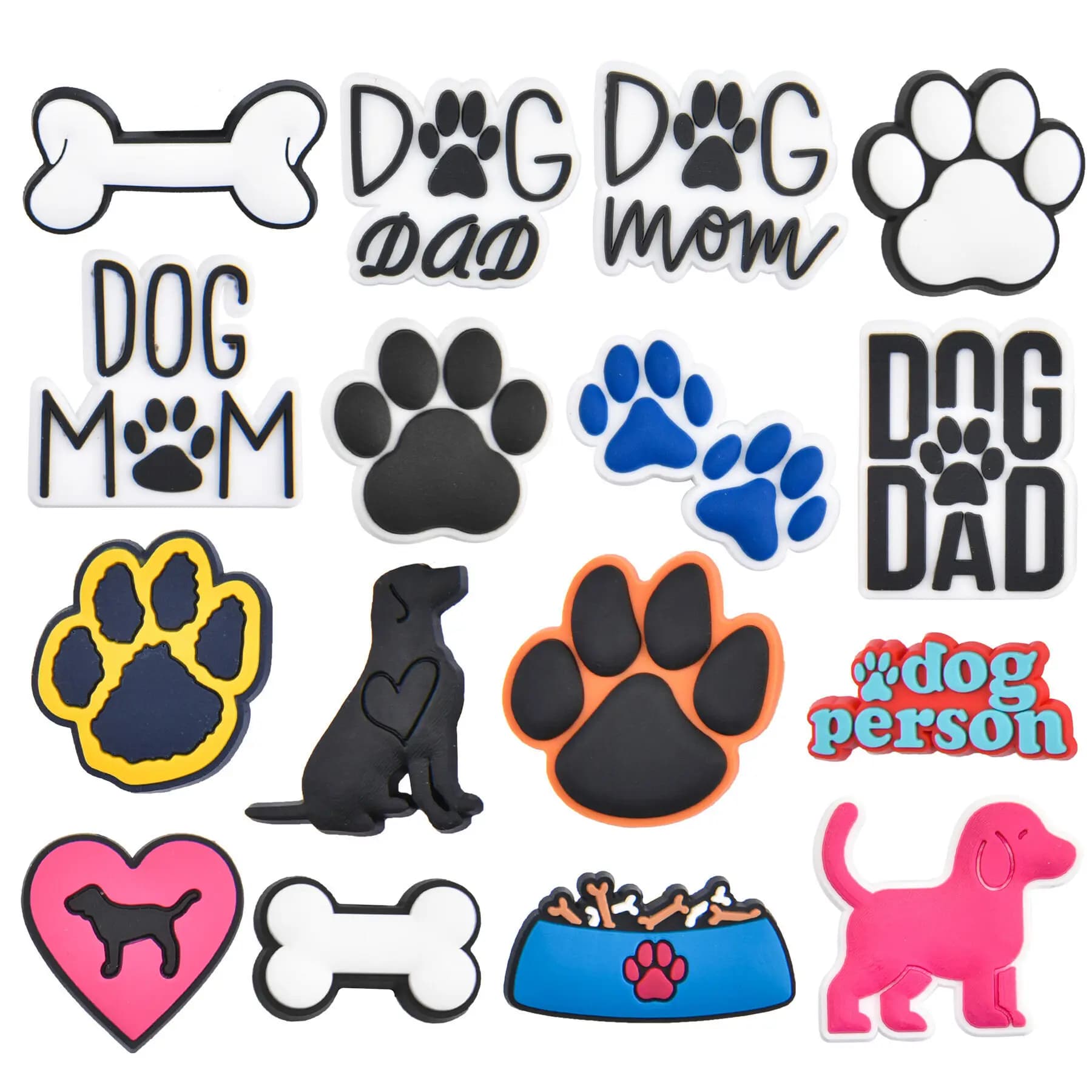 1-16pcs New Arrival Animal Dogs Shoe Charms Cartoon Colorful Claw Bone Shoe Decoration Dog Food Clog Charms Kids Favor Gifts