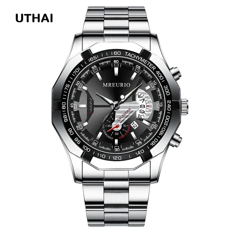 UTHAI Men's Watch Light Luxury Brand Trendy Night Light Calendar Business Male Quartz Clock Watches Relogio Masculino H136