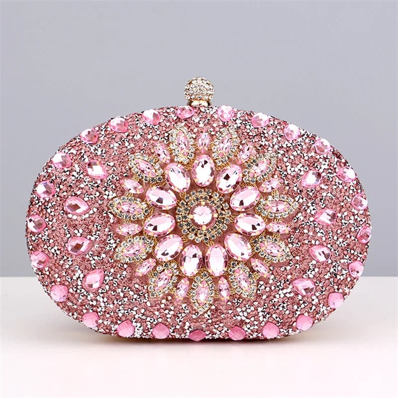Diamond Crystal Women Make Up Cosmetic Evening Shoulder Messenger Clutch Bag Phone Purse Handbag Golden Silvery Red Pink Black