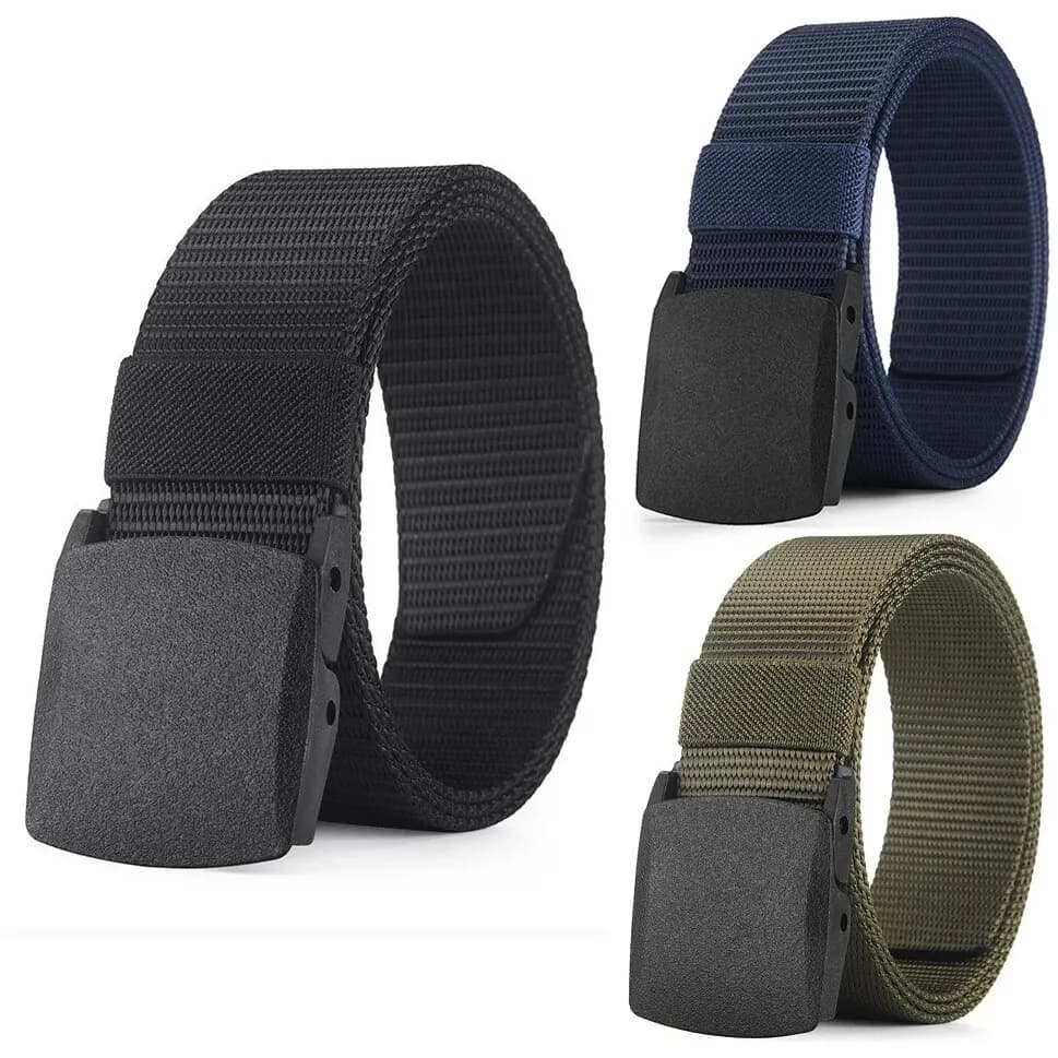 Men's Tactical Belt - Nylon Canvas Outdoor Casual Belt, Metal-Free, Adjustable Sports and Training Belt for Jeans and Pants, Suitable for Men and Women
