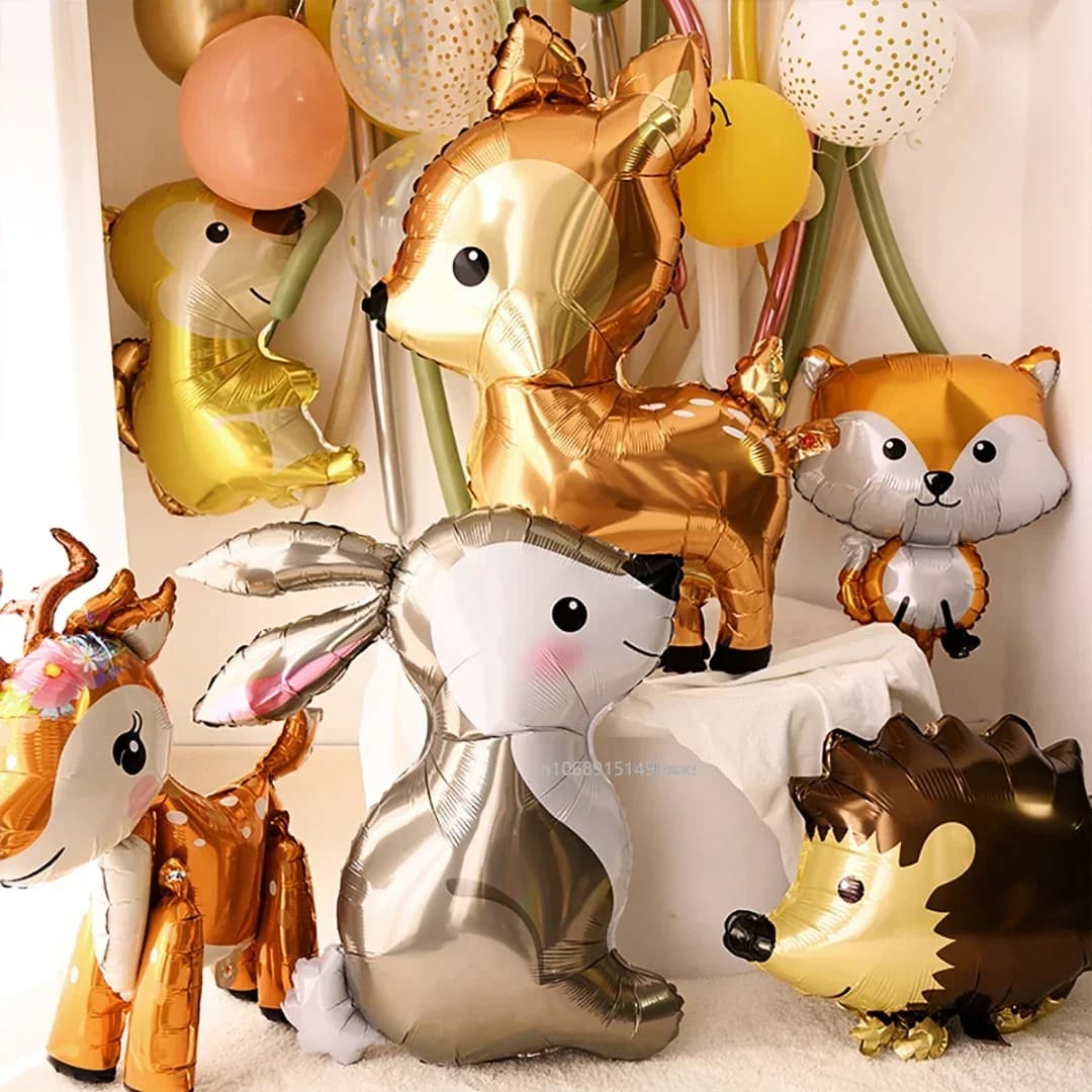 Animal Theme Foil Balloon Deer Rabbit Squirrel Safari Party Decor Adult Kids Birthday Party Ballons Decoration Supplies