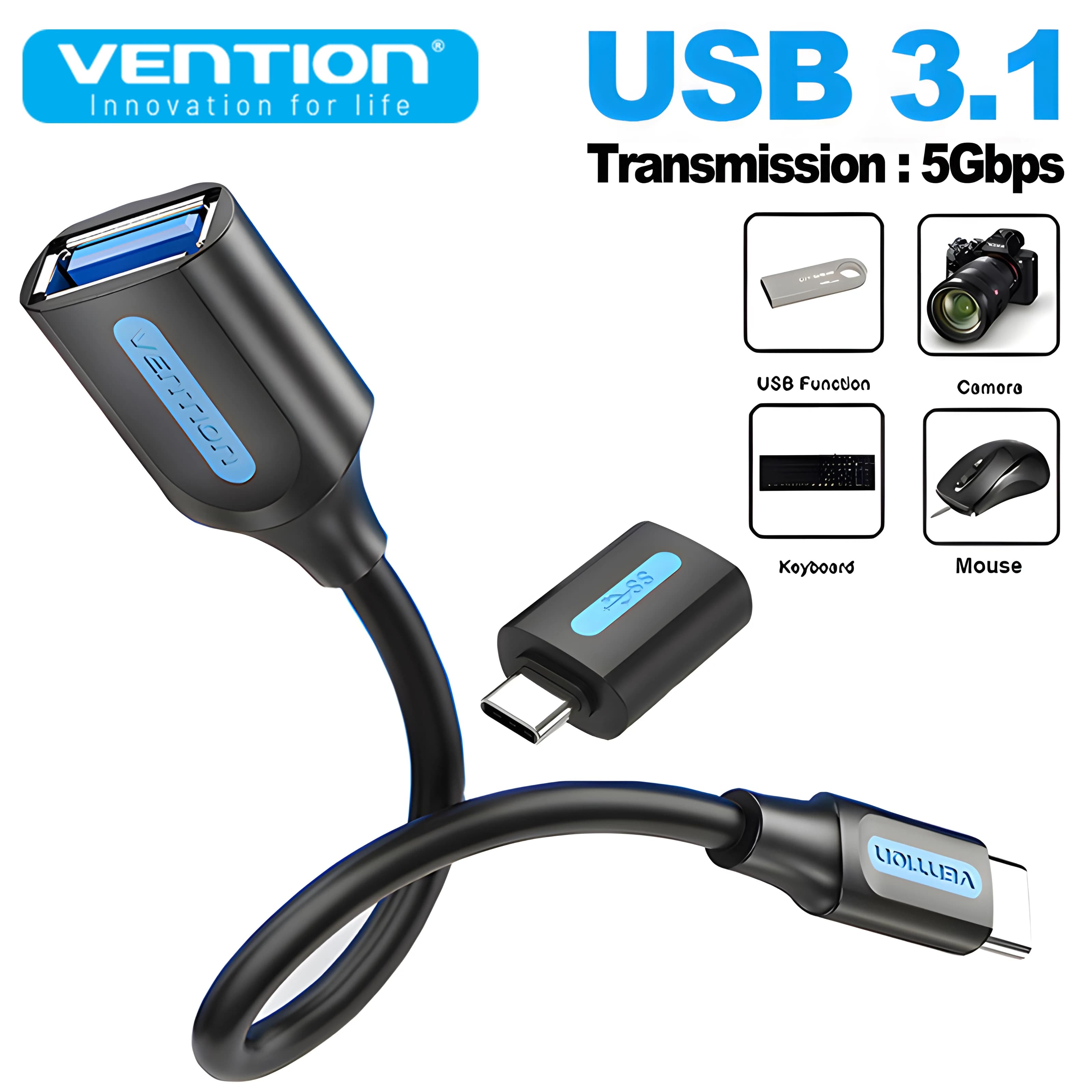 Vention OTG USB Type C 3.1 3.0 5GB Transfer Adapter to USB A Female Data Reader Converter for Samsung iPhone 15 MacBook Laptop