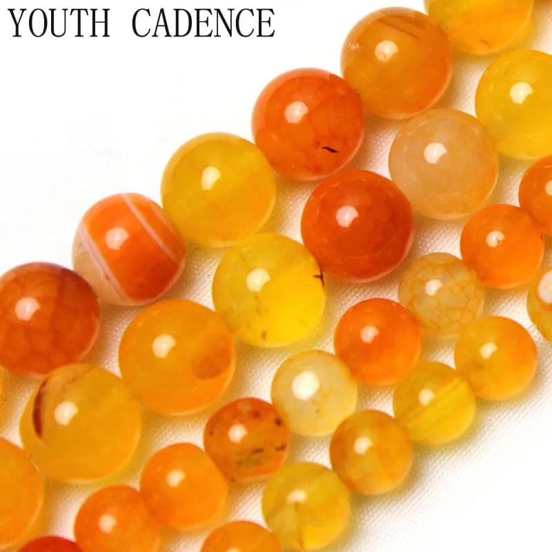 Natural Orange Agates Stone Beads Onyx  Round Loose Spacer Beads For Jewelry Making DIY Bracelets Necklace 15'' 6/8mm Wholesale