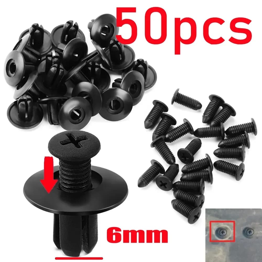 50pcs Car Body 8/6mm Hole Dia Plastic Rivets Fender Bumper Push Pin Clip Universal Car Fasteners Clip Car Accessories Tool