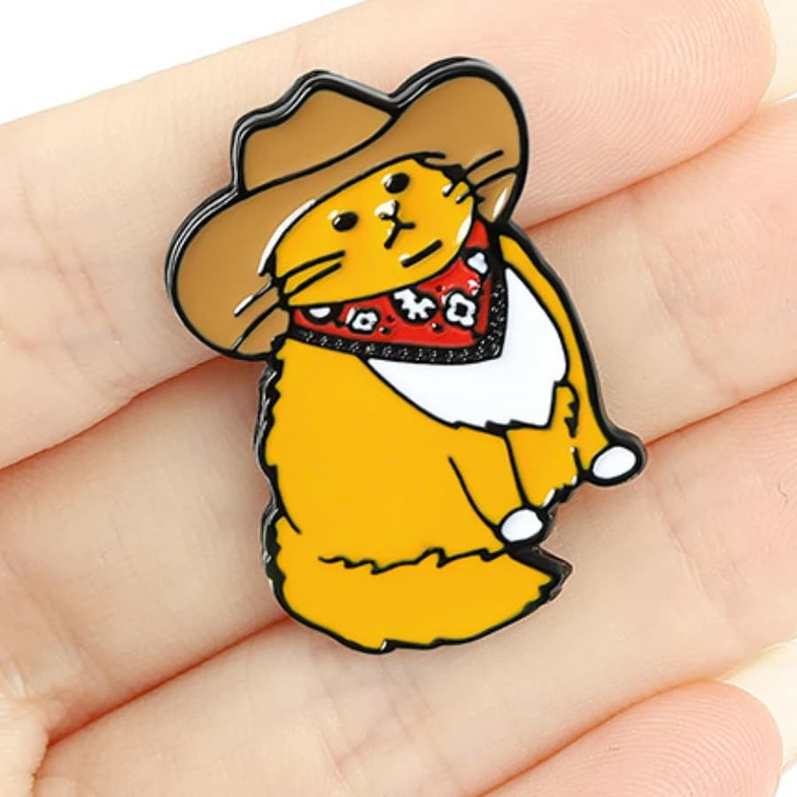 1PCS Cowboy Cats Enamel Pin Custom Funny Animal Hat Brooches Shirt Lapel Bag Cute Badge Cartoon Kitten Jewelry Gift for Friends