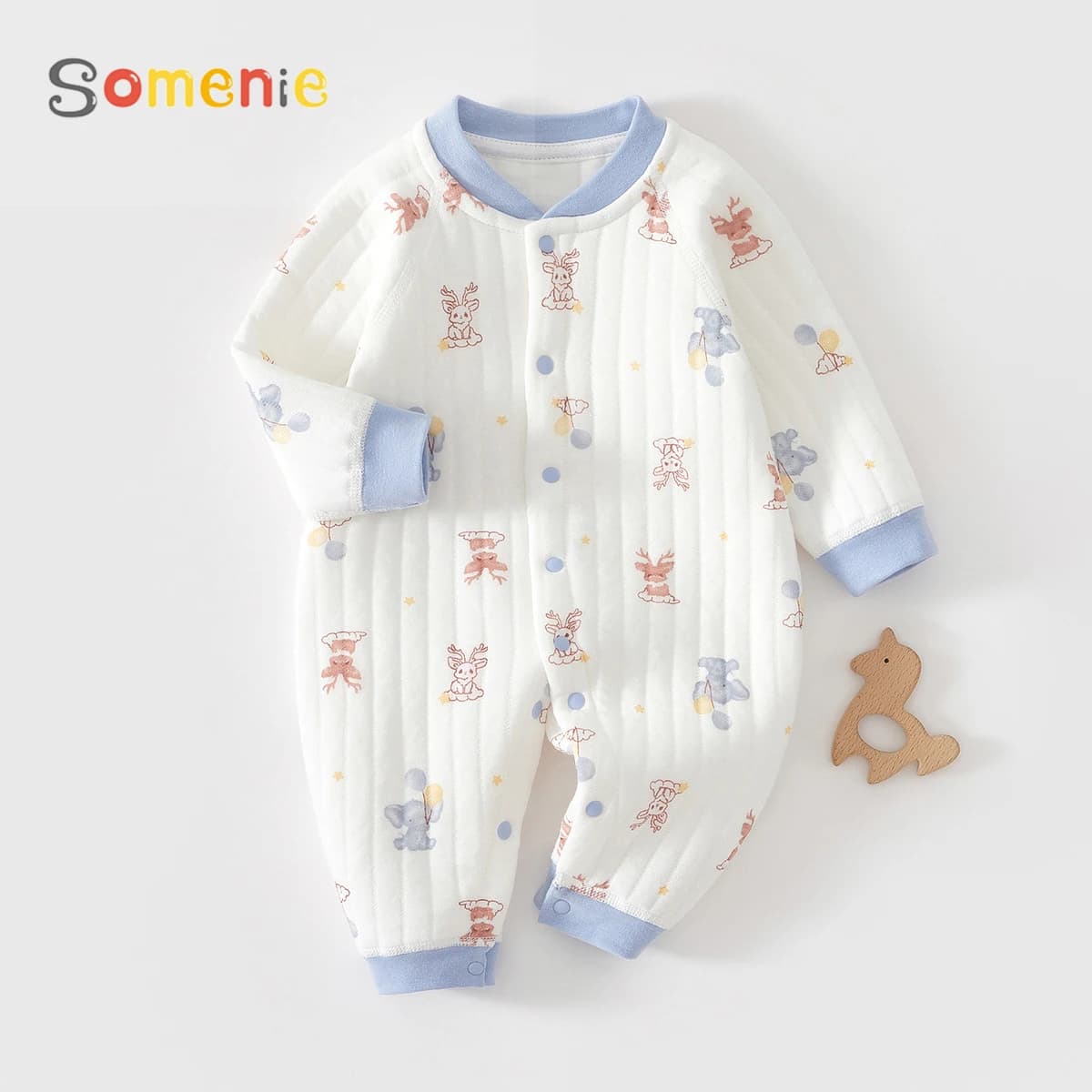 Baby Jumpsuit Clothes Winter Thickening 100% Cotton  Boys Girls Cute Printed Bear Romper Infant Onesie Spring Trend 1-3-6-9-12M