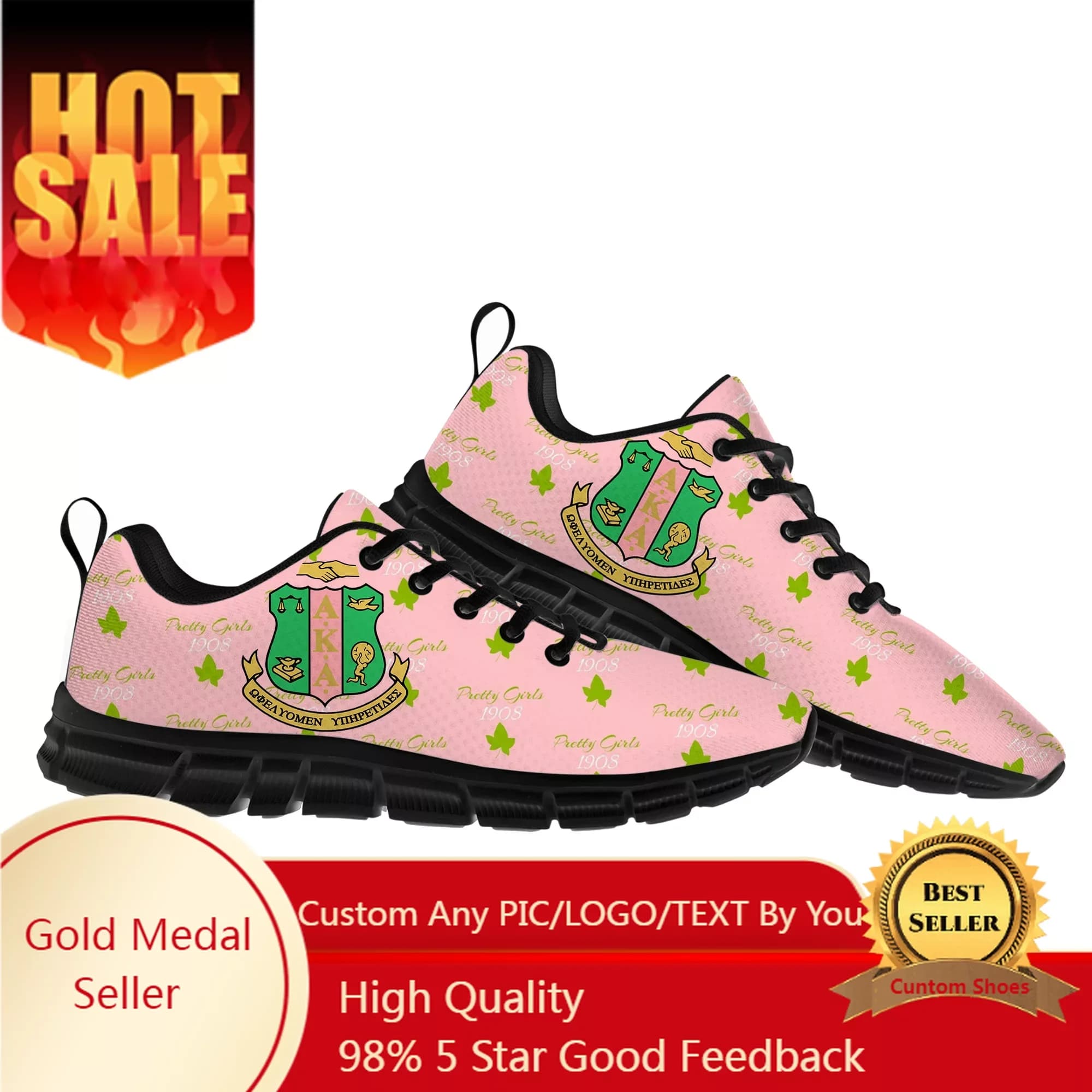 A-Alpha Sorority A-AKA 1908 Sports Shoes Kappa Alpha Mens Womens Teenager Children Sneakers Parent Sneaker Customize Shoe