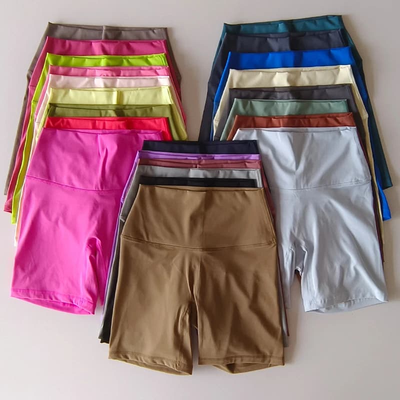Solid Color Women Fitness Sports Short High Waist Yoga Short  Cycling Comprehensive Training Jog Squat Proof Internal Pockets
