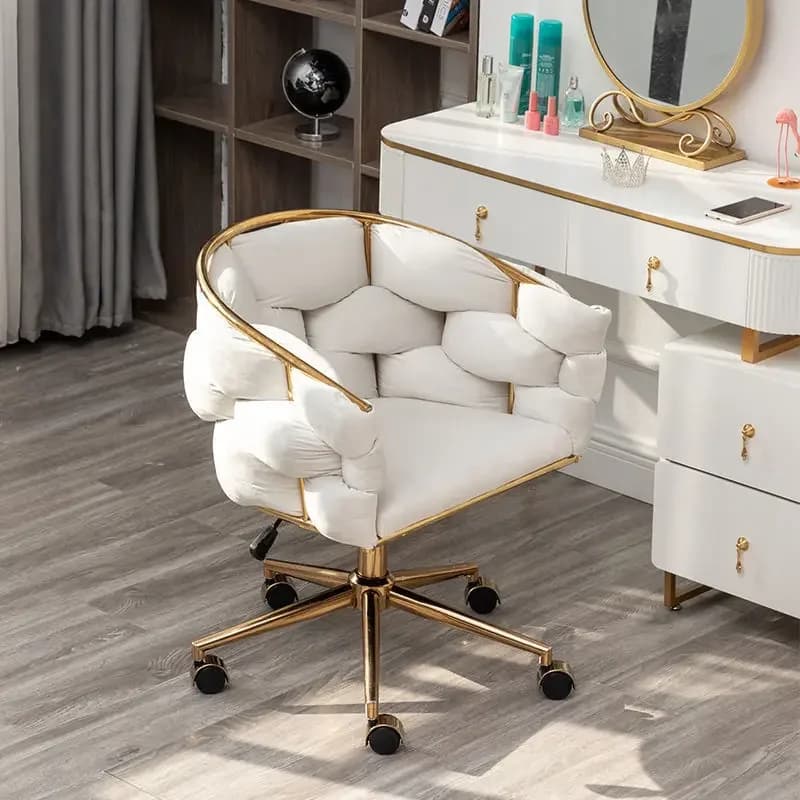 Computer Chair, Nordic, Light Luxury, High-end, Liftable Internet Celebrity Manicure, Pulley, Bedroom, Girl, Makeup  Stool