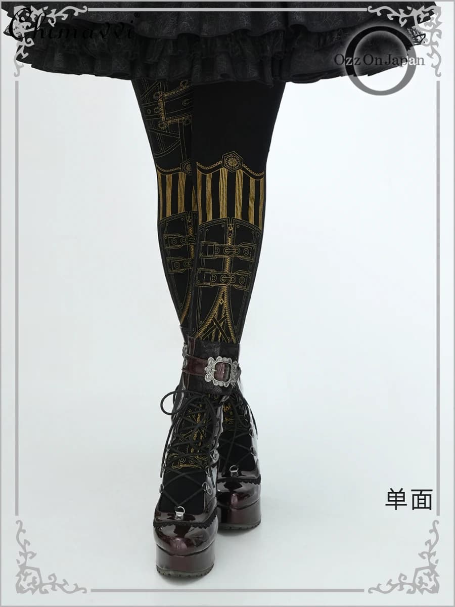 Original Locomotive Style Bronzing and Silver Plating Printed Velvet Pantyhose Autumn New Slim Fit Leggings Ladies Tights