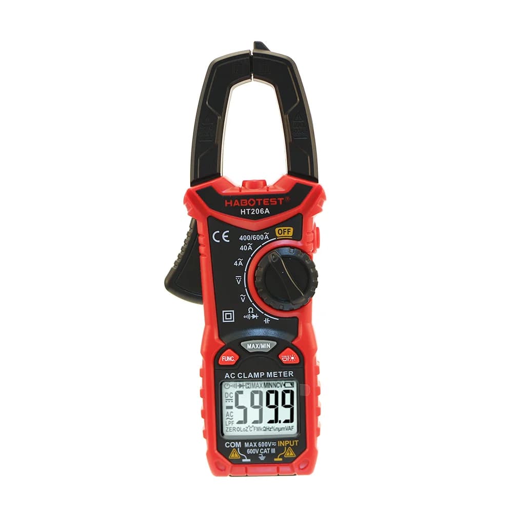 1pc HABOTEST HT206A Digital Clamp Meter 4000 Counts Resistance AC DC Voltage Continuity Frequency Capacitance Tester Gauge