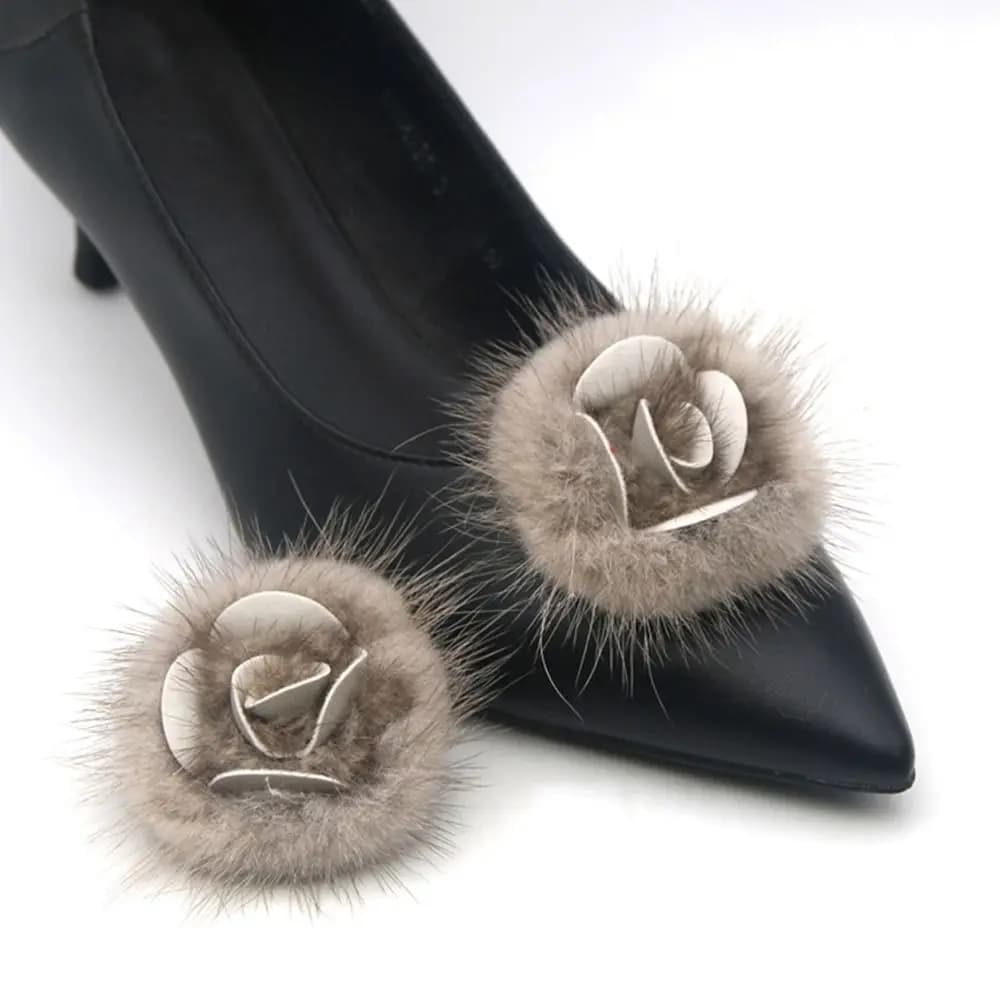 Fluffy Pompom Shoe Clip Fashion Replacement Detachable Charm Buckle Mink Hair Clamp Decorative Clip Wedding