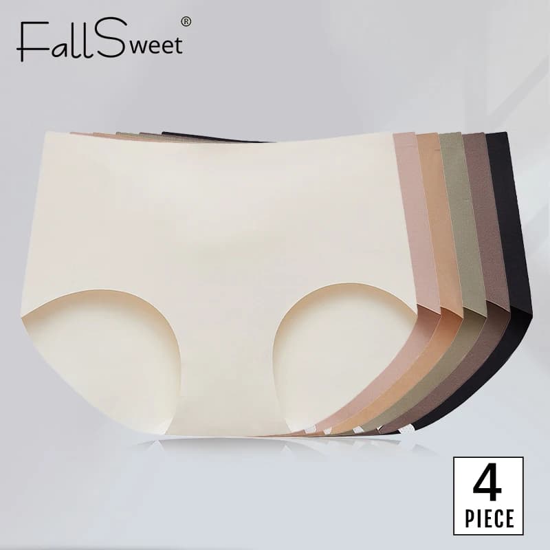 Falllsweet 4Pcs/Set Seamless Silk Briefs For Women Mulberry Silk Panties Comfortable Underpants Soft Lightweight Underwear M-2XL