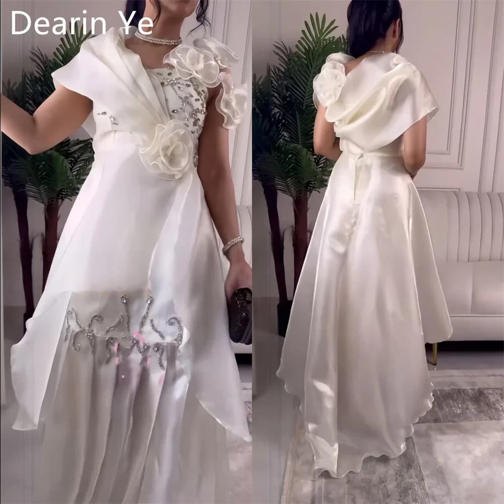 Customized Evening Dress Dearin Asymmetrical A-line Floor Length Skirts Layered Contoured Ruffle 3D Flower Beading Bespoke Occas