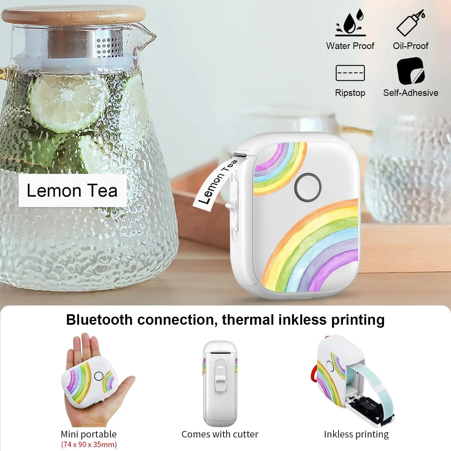 Marklife P12 MINI Bluetooth Thermal Label Printer With 1Roll 0.59"x1.18" White Adhesive Sticker Label Support DIY Label