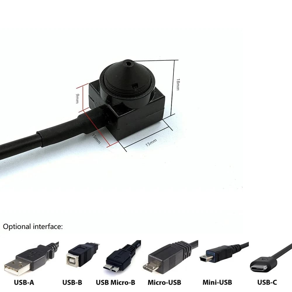 2MP 15*15mm OTG Micro-usb/type-c/Mini-usb/USB-A 3.7mm supercone Pin-hole Lens Android Mobile Phones USB Audio Endoscope Camera