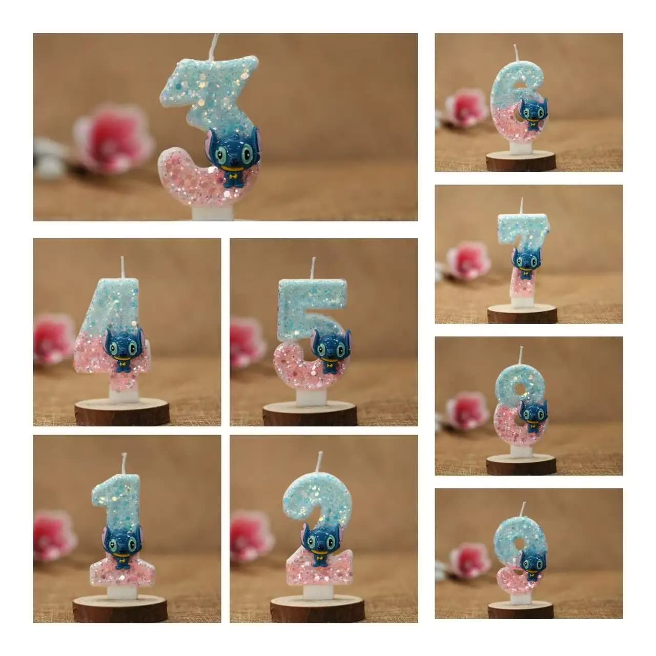 Disney Anime Lilo & Stitch 0-9 Number Candle Cute 3D Stitch Cartoon Character Party Cake Plug-in Birthday Cake Decoration Gift