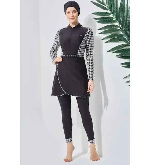 C & City skirt tights with full closed hijab swimsuit c13059 black