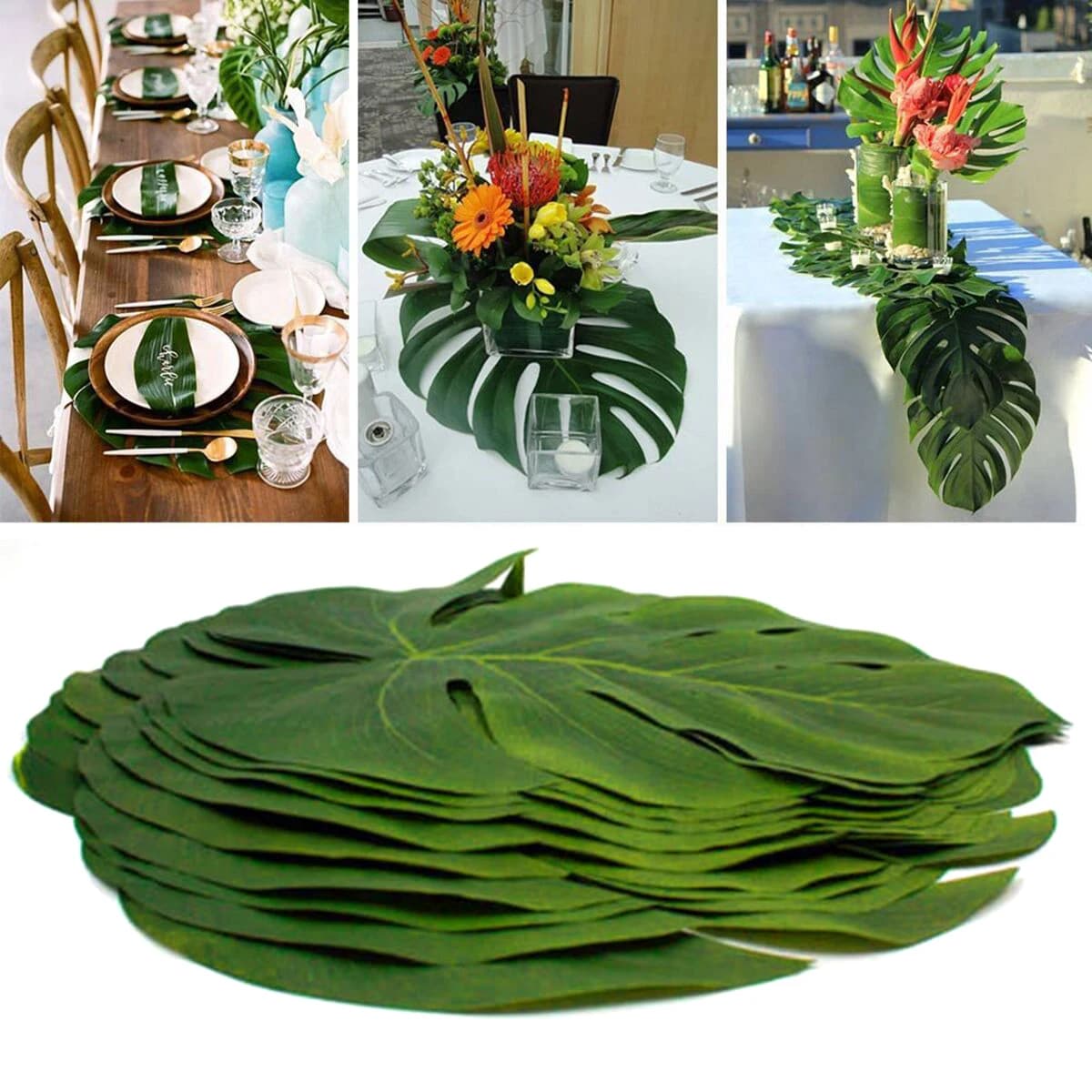 Artificial Tropical Palm Leaves Jungle Party Decoration Safari Animal s Summer Hawaiian Wedding Birthday Party Home Table Decor