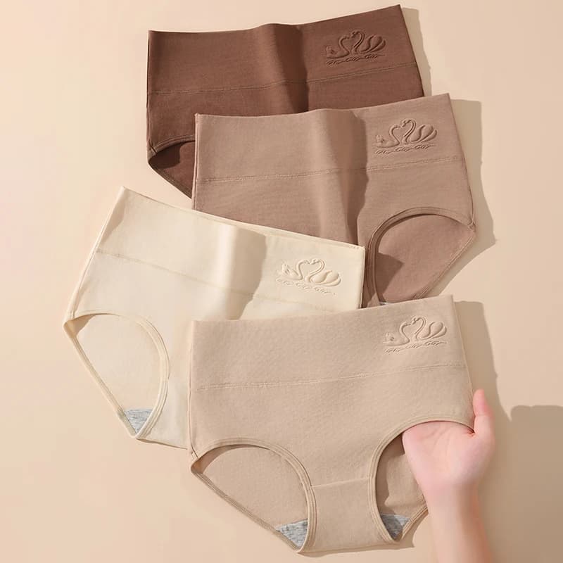 4PCS High Waist Women's Panties Body Shaper Underwear Breathable Cotton Underpants  Plus Size M-5XL Panty Slimming Female Briefs