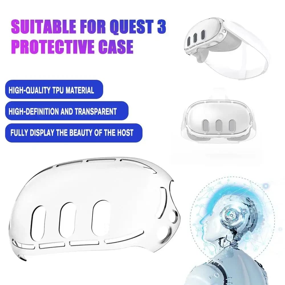 For Meta Quest 3 VR Helmet Protective Cover Clear TPU Cases Protector Dustproof For Oculus Meta Quest3 VR Glasses Accessories