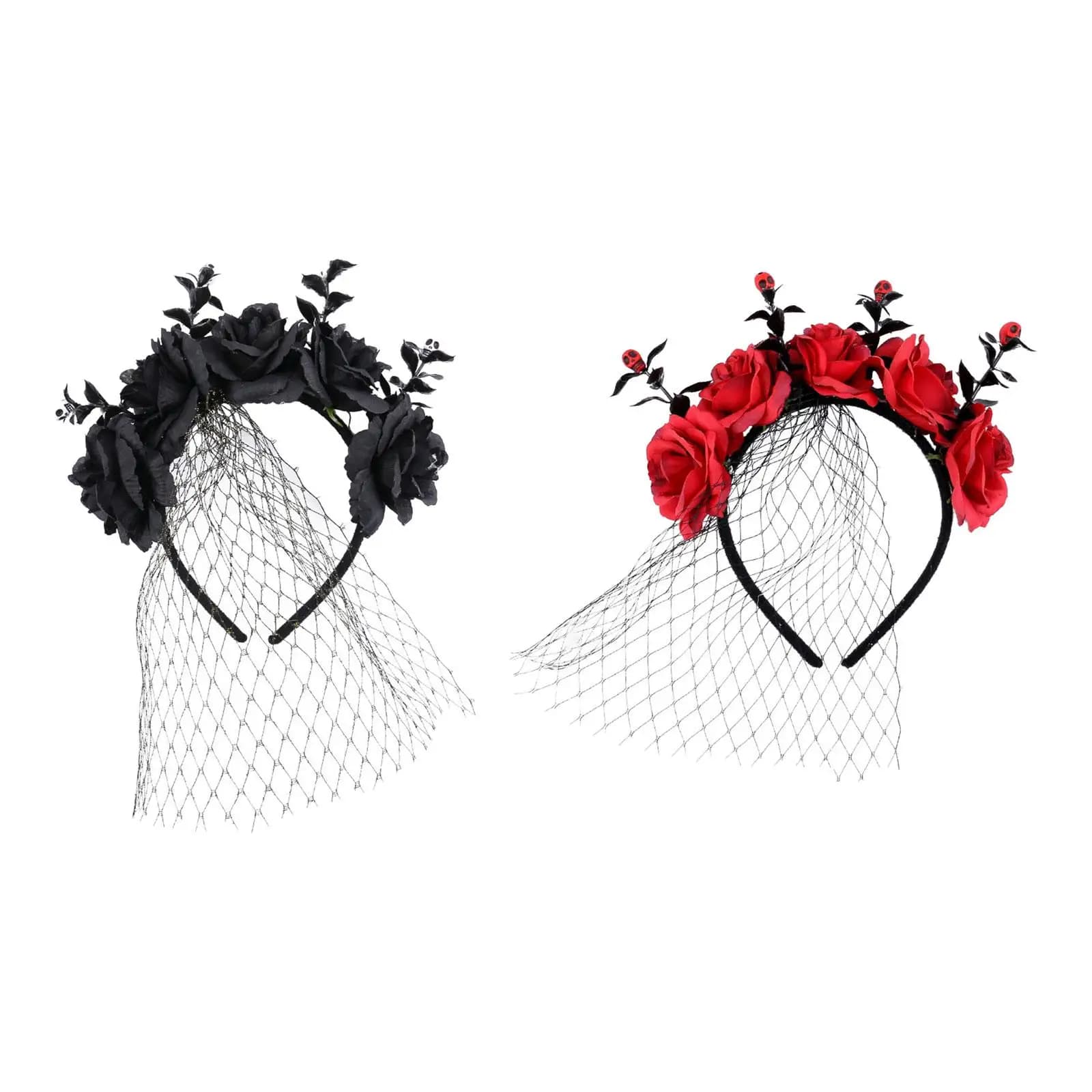 Halloween Flower Headband Gothic Hair Accessories Costume Accessory for Photo Props Performance Cosplay Role Playing Fancy Dress
