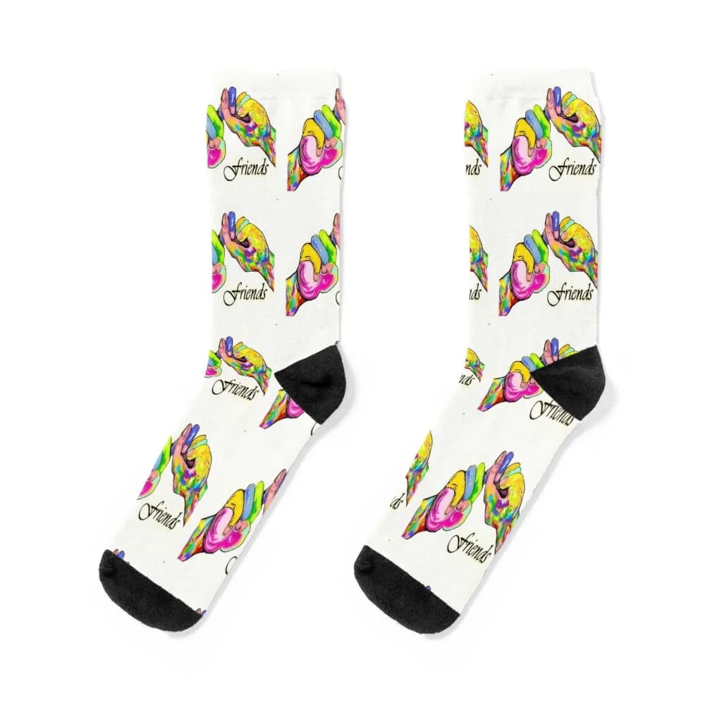 ASL Friend Bright Colors Socks japanese fashion FASHION custom sports winter gifts Socks Male Women's