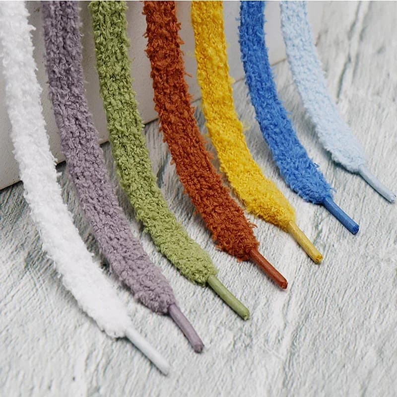 Flat Shoelace Fluffy Shoelaces 1.5CM Width Plush Rope Shoe Laces for Shoes Casual Sneakers 100/120/140/160CM Shoe Accessorie New