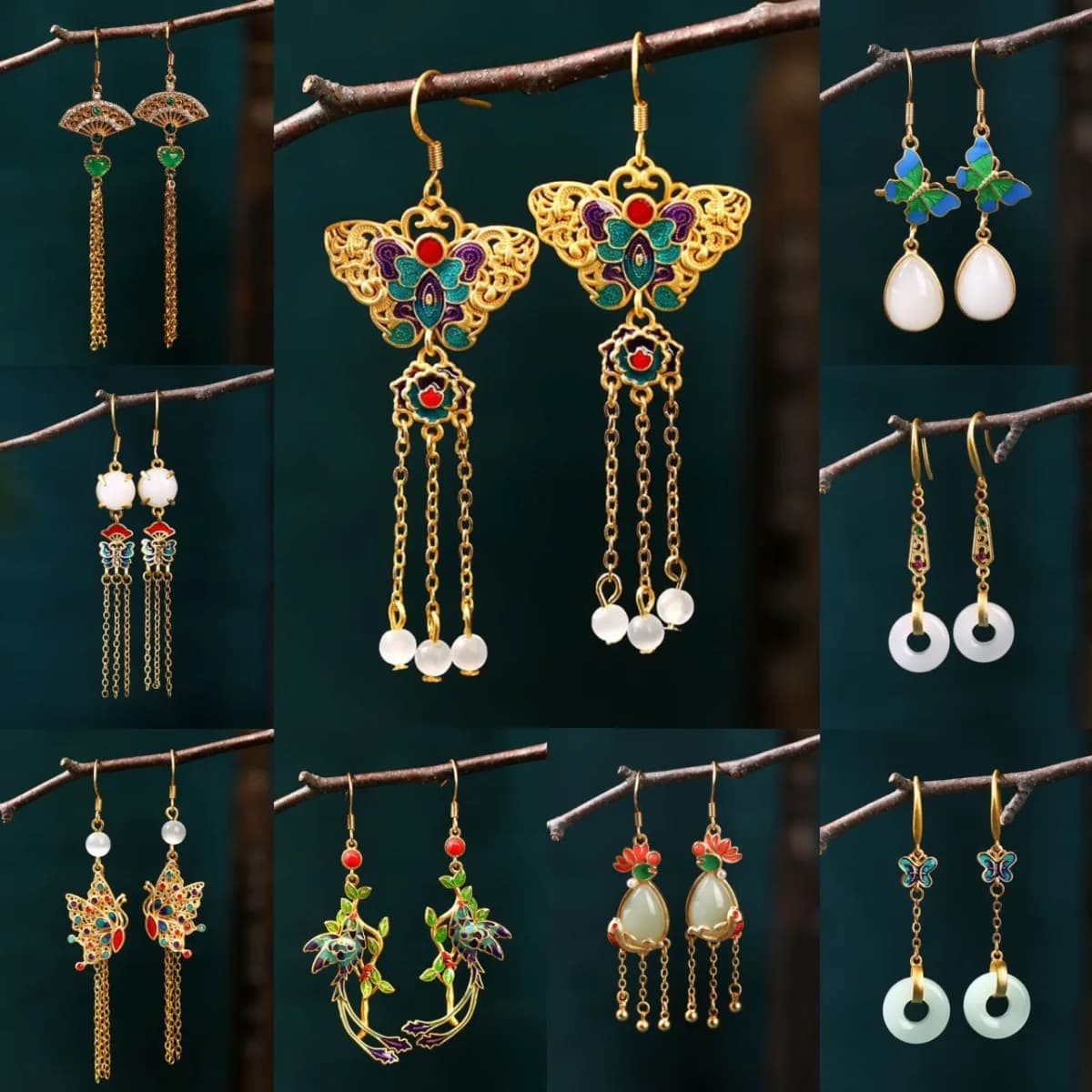 Ethnic Chinese Butterfly Earrings for Women Hollow Design Ancient Palace Style Enamel Luxury Jewelry Creative Long Tassel Gifts