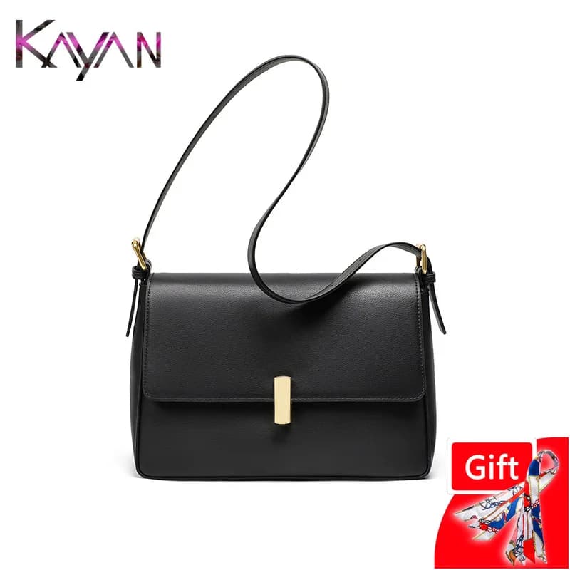 Classic Design Genuine Leather Women Shoulder Flap Bag Second Layer Cowhide Female Square Crosshody Messenger Bag
