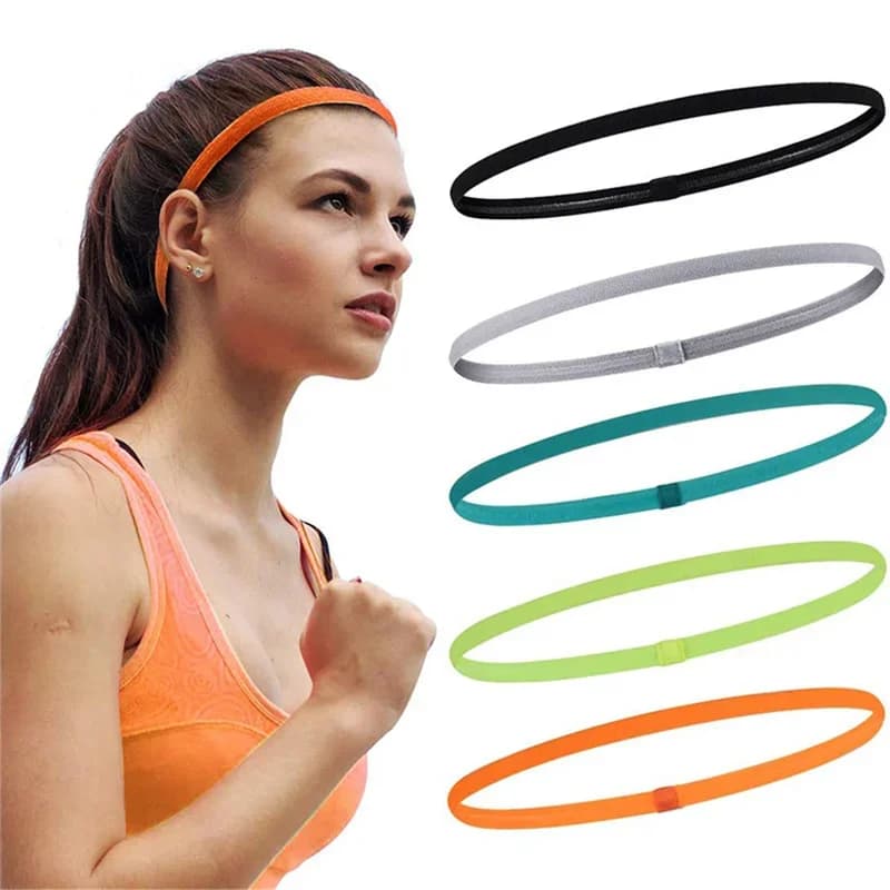 1PCs Simple unisex sports hairband non-slip silicone strip sweat guide elastic headbands yoga running fitness hair accessories