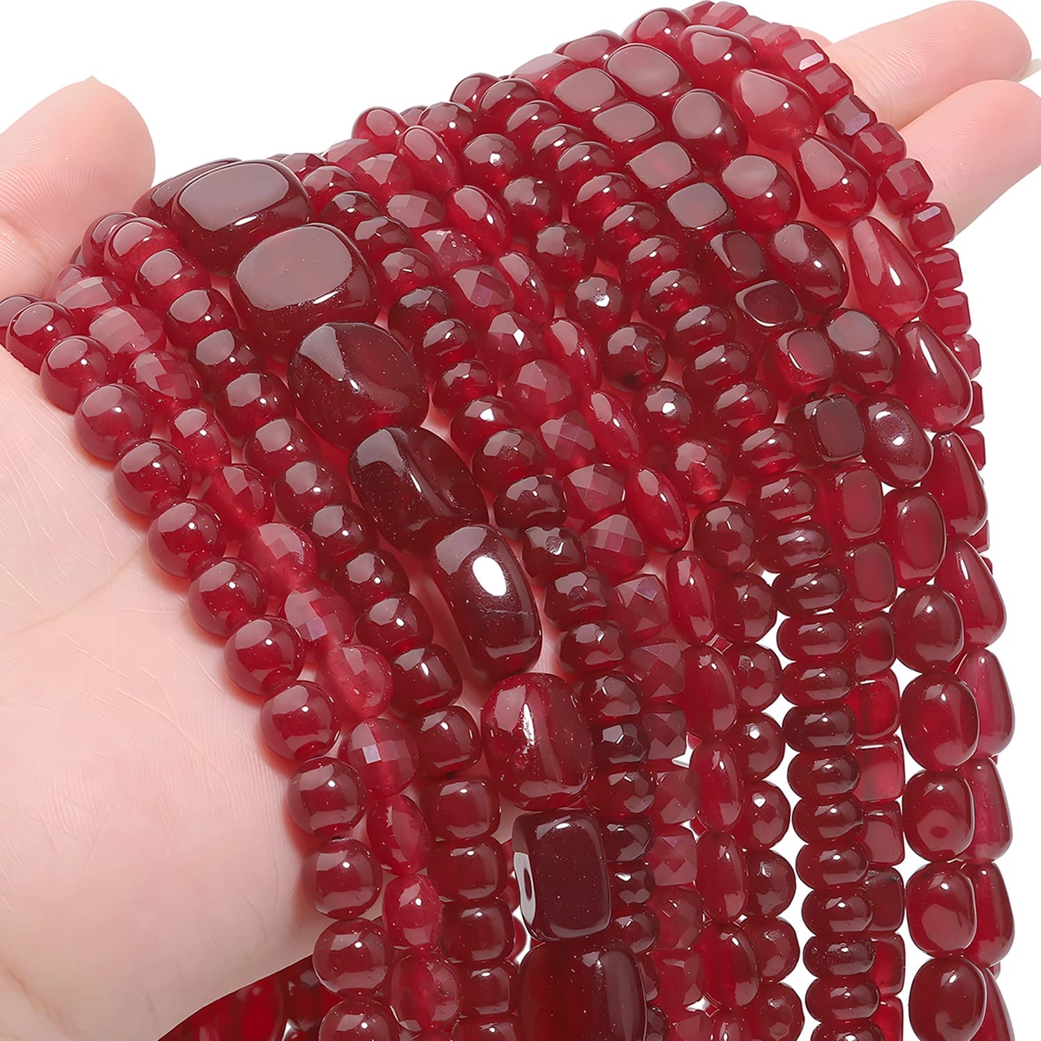 32 Types Natural Stone Red Chalcedony Beads Waterdrop Cube Rondelle Round Loose Beads for Jewelry Making DIY Bracelet Accessory