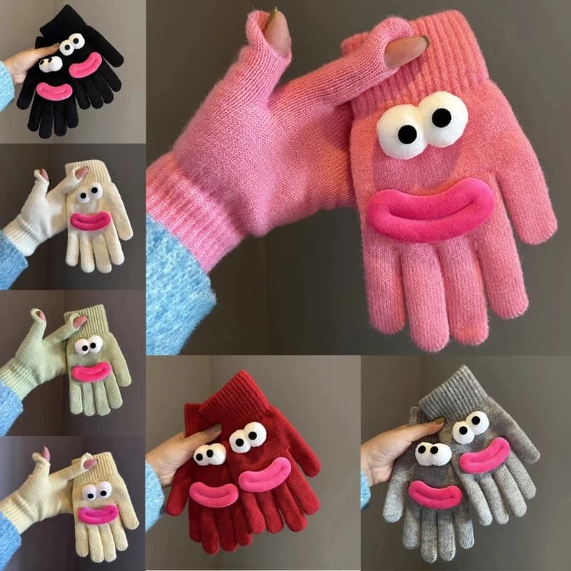 Lovely 3D Sausage Mouth Screentouch Gloves Warm and Flexible Cuffs Gloves for Student Autumn Winter Fashion Hand Gloves