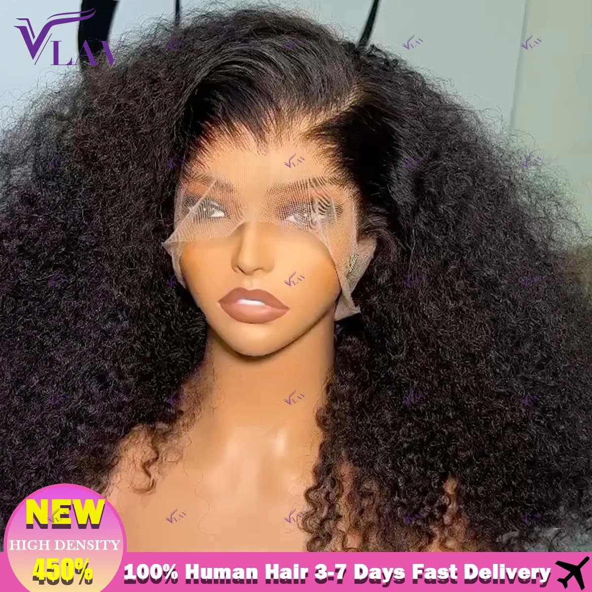 450 High Density Curly Wig 13×6 HD Lace Frontal Wig 360HD Transparent Lace Wigs Human Hair Glueless Wigs Kinky Curly Wear And Go