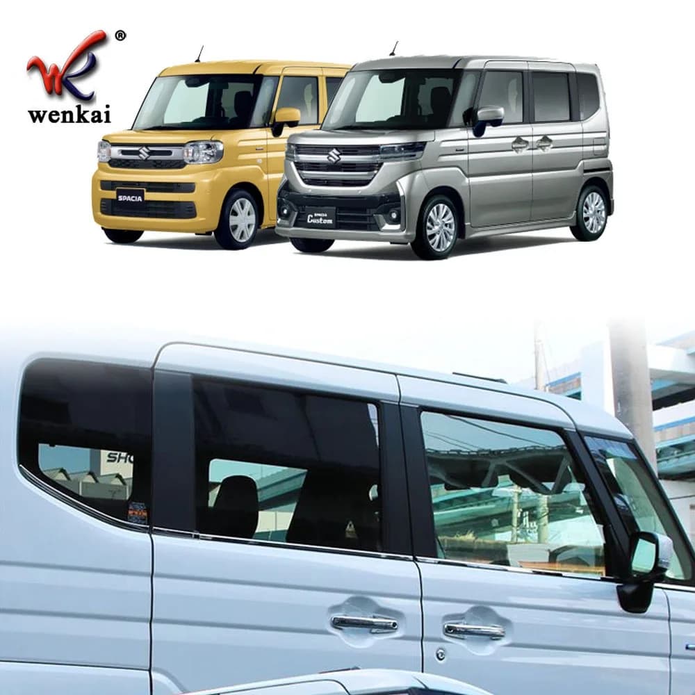 Car Stainless Steel Window Trim Strip For 2024 Suzuki Spacia MK04 Exterior Accessories 10pcs/set