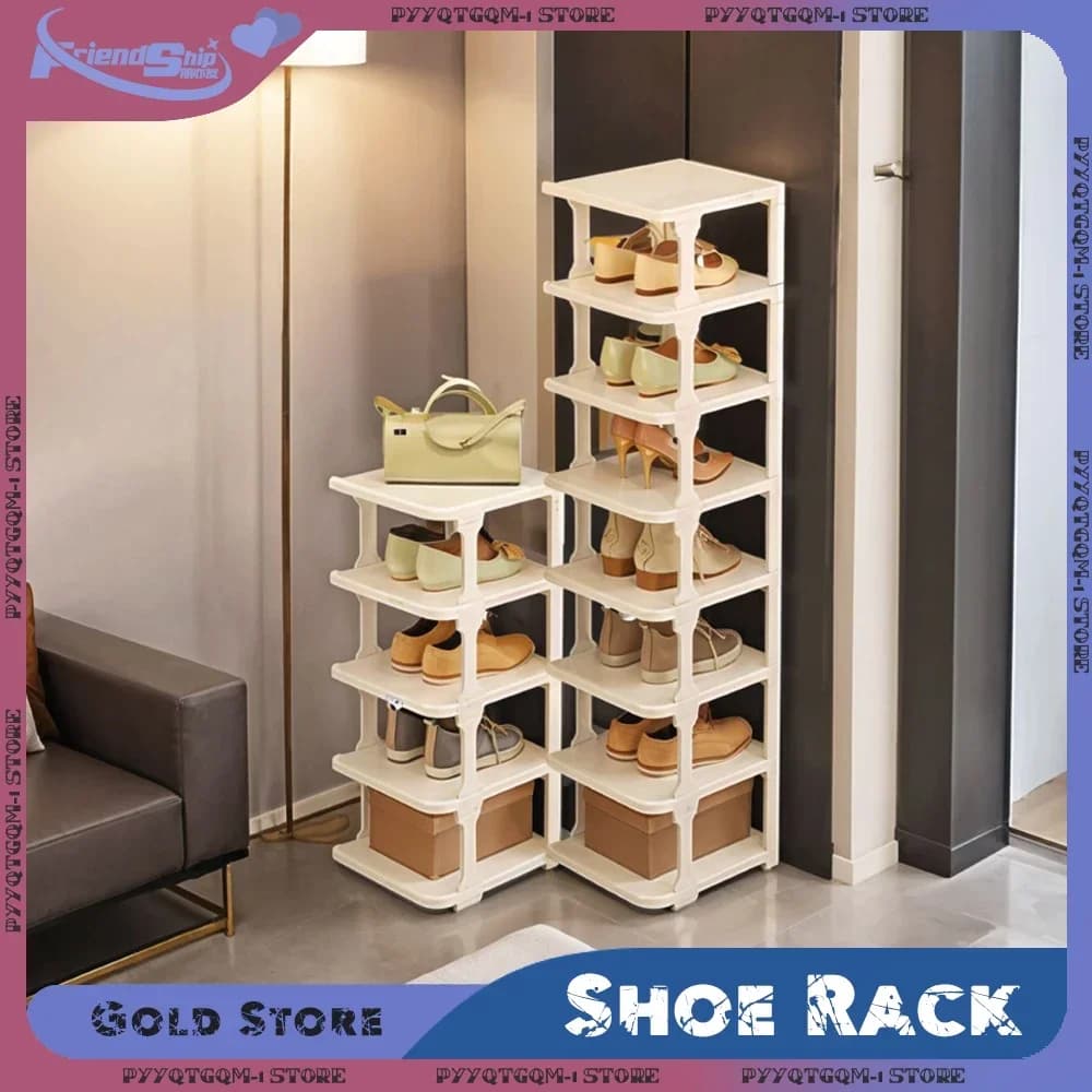 9 Layers Shoe Rack Shoes Organizer Wall Corner Stackable Space-saving Narrow Shoes Storage Rack Storage Cabinet Shoe Shelves