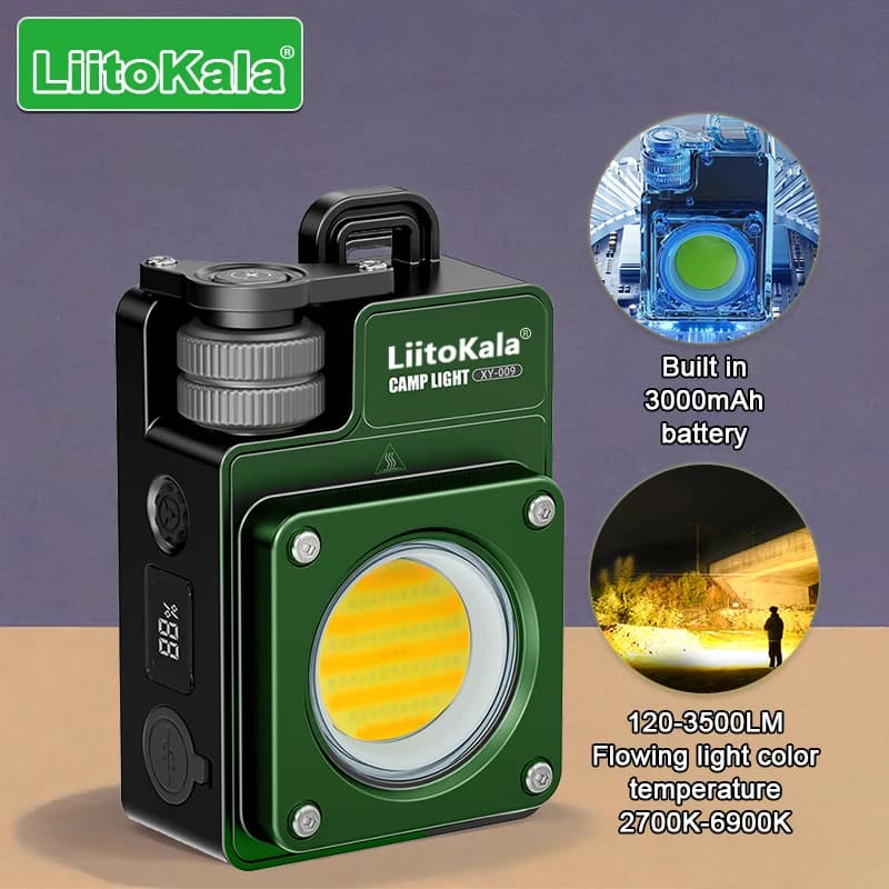 LiitoKala new keychain light 120-3500LM rechargeable flashlight multifunctional portable 3000mAh battery work light