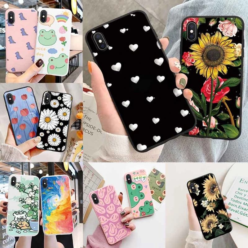 Frog Dinosaur Flower Love Marble Phone Case For Apple iphone X XS Max XR 10 iphonex Silicone Shockproof Protection Printed Cover