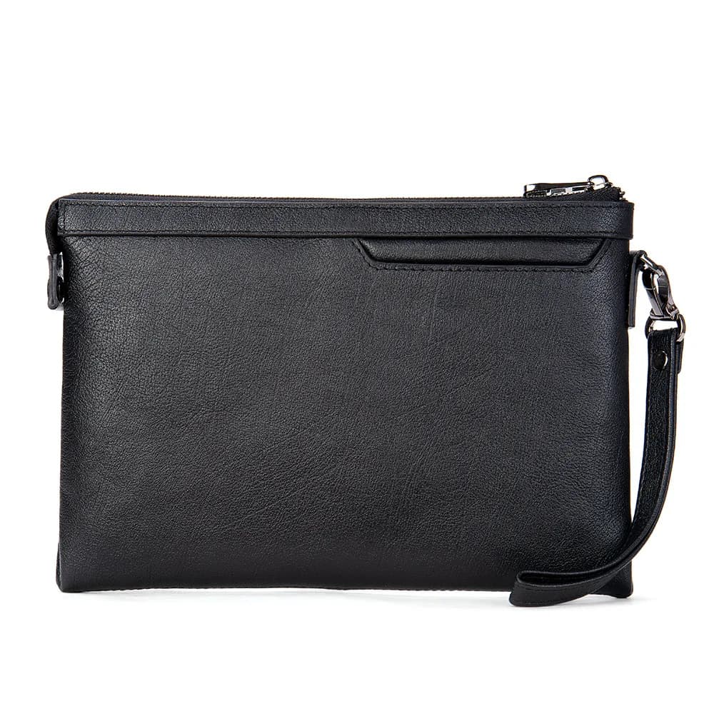 Men's Leather Hand Clutch Envelope Bag with Genuine Cowhide and Business